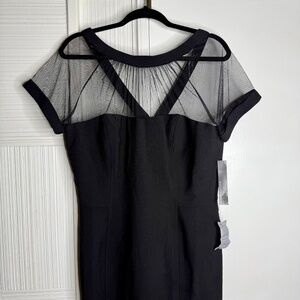 Maggy London Illusion Yoke Crepe Black Cocktail Dress - Brand New - Size 16
